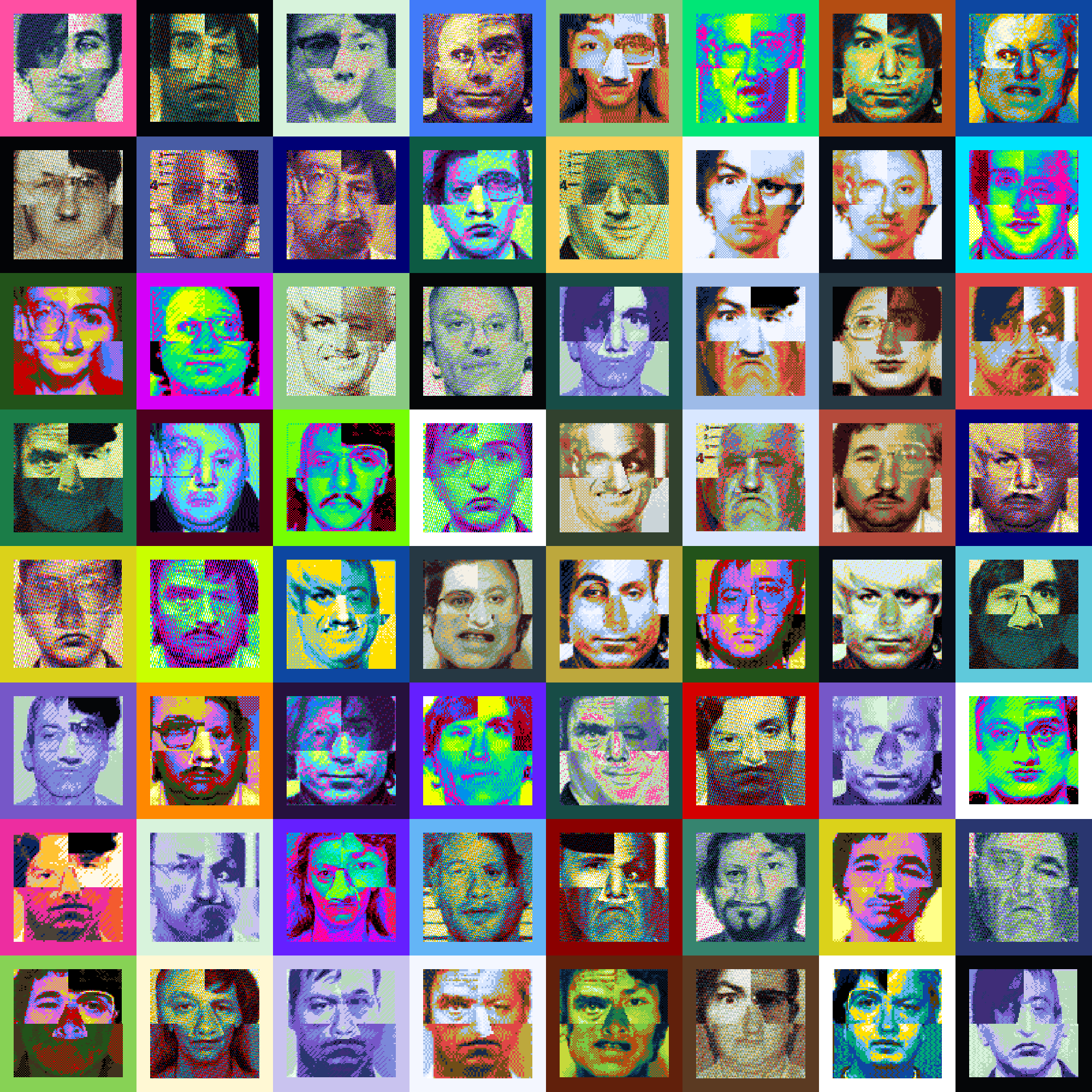 Sixty-four example KILLERS portraits